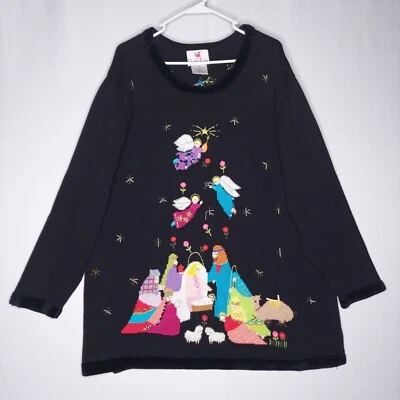 The Quacker Factory Sweater Women 2X Jesus Christian Christmas Vtg Ramie Holiday - Image 1 of 4