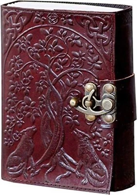 Fairtrade Handmade Howling wolf Tree Life Leather journal Notebook scrapbook - Image 1 of 4