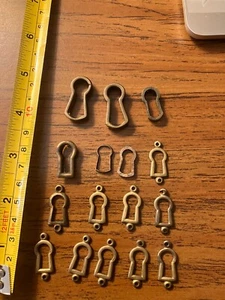 vintage Brass key escutcheons, (15) fifteen set of 9, set of 2, 4 individual - Picture 1 of 2