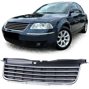CHROME & BLACK DEBADGED FRONT BONNET GRILL FOR VW PASSAT 3BG 9/2000 - 2005 MODEL - Picture 1 of 6