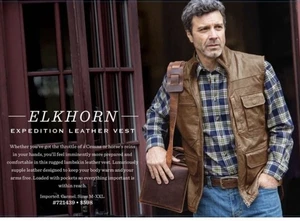 Remington Arms Co 1816 Expedition Leather Vest L, Very Nice - Picture 1 of 22