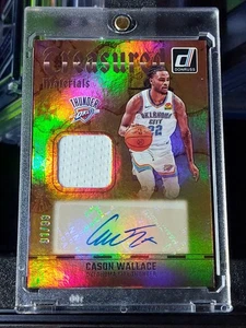 2024 Donruss Cason Wallace Treasured Materials Auto /99 Thunder OKC! GAME WORN🔥 - Picture 1 of 2