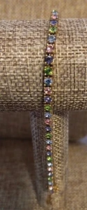 Joan Rivers Vintage goldfarben Pastell Kristall Strass Tennis Armband 7,5" - Bild 1 von 7