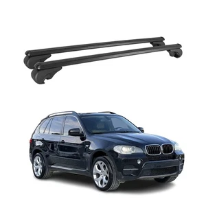Lockable Roof Rack Cross Bars Luggage Carrier for BMW X5 E70 2007-2013 Alu Black - Picture 1 of 12