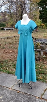 Vestido de tafetá brilhante vintage verdadeiro acetato zíper nas costas central saia muito completa - Imagem 1 de 4