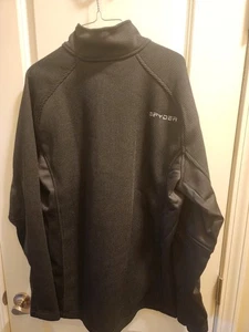 Suéter Spyder Para Hombre Talla XL Negro 1/4 Cremallera Pullover Polar Tejido Gofre Poliéster - Imagen 1 de 5