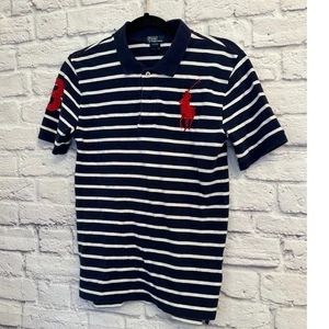 Polo by Ralph Lauren Striped Polo Shirt Kids Size L(14-16) Pony Logo Red Blue - Picture 1 of 8