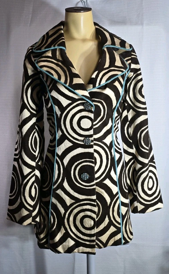 Chaqueta Abrigo 3 SISTERS Talla S Marrón Tostado Terciopelo Detalle Usable Arte Estrás  Foto 1 de 4