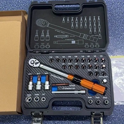 GEARZAAR 1/4" Drive calibrated Torque Wrench Set 2-20 Nm Bicycle Tool Kit Torx Sockets