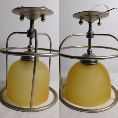 Pair of 1933 Art Deco Industrial Light Domed Glass Lamps Aluminum Rewired 8"X11" - Image 1 of 4
