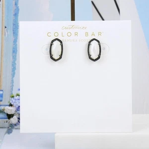 NUEVO SIN ETIQUETAS Kendra Scott Ellie Marfil Perla Pendientes Gunmetal June - Imagen 1 de 3