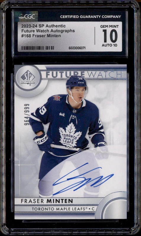 2023-24 SP Authentic Future Watch Rookie Auto Fraser Minten RC /999 CGC 10 - Image 1 of 2