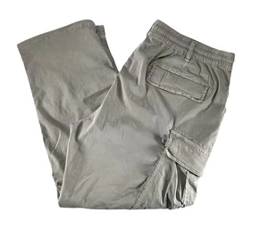 American Eagle Relaxed Fit Cargo Pant Baggy Elastic Waist Khaki Grey Men L 35-38 - Picture 1 of 5