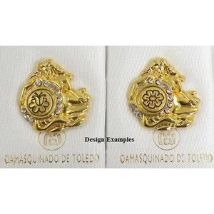 Damascene Gold Pin /Tie Tack Aquarius by Midas of Toledo Spain style 5323Aquariu - Picture 1 of 3