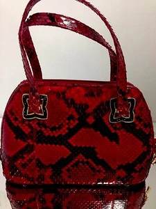 Judith Leiber Purse Red Black Snake Blk Crystals Accessories - Picture 1 of 6