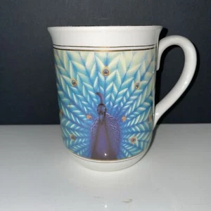 Otagiri Pfau 10 Unzen Kaffeebecher Tasse von Carlos Sanchez - Japan Blau Gold Vintage - Bild 1 von 8