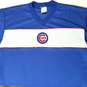 Vintage Majestic Chicago Cubs Baseball Shirt Jersey Sz M Suede Patch Made in USA - Picture 1 of 9