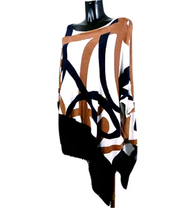 PHASE EIGHT Women's Asymmetrical Knit Viscose Linen Printed Kimono Jacket Size uk8 - Picture 1 of 7