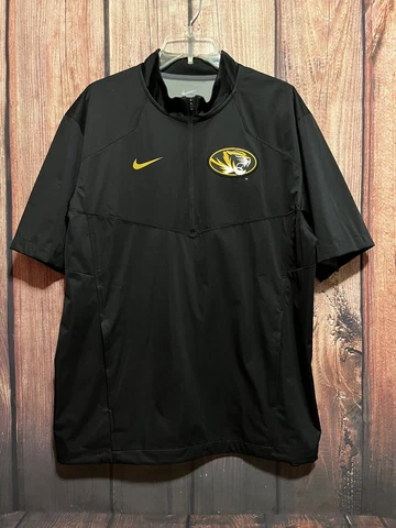 Nike Missouri Tigers Windbreaker Pullover Mizzou Mens Sz M 1/4 Zip Short Sleeve Cover