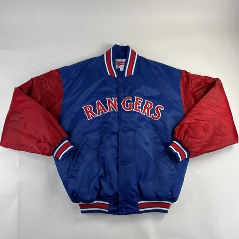 Vintage Texas Rangers Jacket Large Blue Men MLB Starter Diamond Collection Used Cover