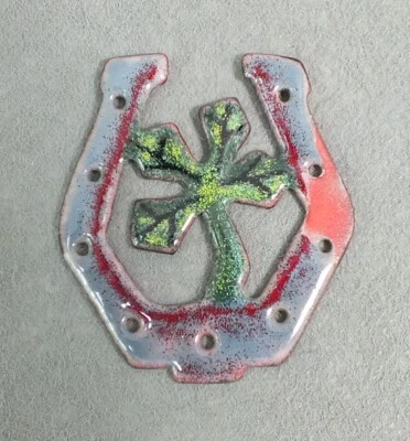 Mini placa de arte abstracta #10 de metal esmaltado artesanal de artista Lewis Kern de colección Foto 1 de 2