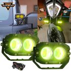 4"inch LED Motorcycle Headlight Driving Fog Light Lamps Amber Yellow for Harley