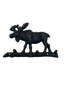 Moose Key Rack Wall Hook Home Decor Cabin Cast Iron Rustic - Picture 1 of 4