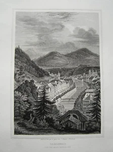Karlsbad Karlovy Vary von Maria Kapelle  Ceska  Republika alter Stahlstich 1848 - Picture 1 of 1