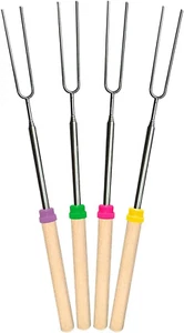 4Pack Marshmallow Roasting Sticks Extendable 32Inch Long Metal Barbecue Skewers - Picture 1 of 12