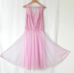 Jer Marai Night Gown Light Pink Layered Chiffon Sleeveless Swing Size S/M  - Picture 1 of 8