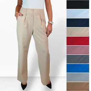 Pantalones formales plisados de cintura alta de pierna recta ancha para dama 10-22 - Imagen 1 de 69