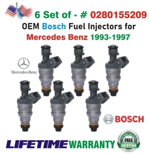 Genuine Bosch x6 Fuel Injectors for 1993-1997 Mercedes Benz I4 & I6 #0280155209 - Bild 1 von 10