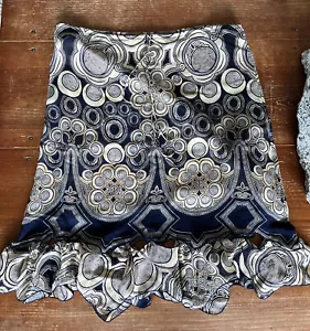 Vtg VIVIENNE TAM Women’s Silk Skirt Geometric Circle Pattern Cutout Hem Sz 3 - Picture 1 of 13