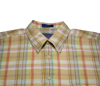 Pendleton Para Hombre Talla - L Marrón Rosa Cuadros Manga Corta Senderismo Con Botones Foto 1 de 4