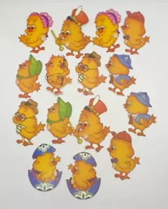 Lote De Colección De 15 Decoraciones De Pollitos De Primavera De Pascua Troquelados Beistle - Imagen 1 de 6