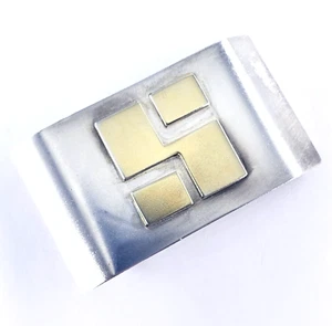 Vintage Sterling Silver Swastik Symbol Two-Tone Belt Buckle Modernist Religious - Picture 1 of 6
