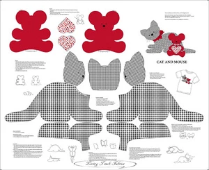 QT, SEW & GO VIII, CAT & MOUSE, 27264-J, CUT, SEW, STUFF, FABRIC PANEL 34" X 44" - Picture 1 of 2