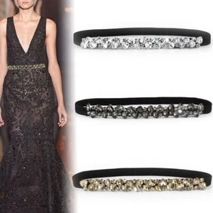 Rhinestone Girdle Belt Elastic Belly Belts Stretch Waistband Bridal Waist Strap - Picture 1 of 10