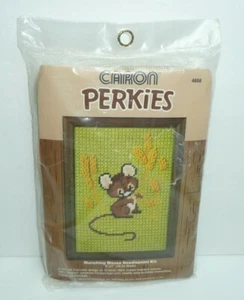 Munching Mouse Needlepoint Kit Caron Perkies 4698 Vintage 1980 Cross Stitch Mice - Picture 1 of 4