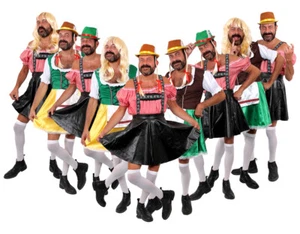 MENS BAVARIAN LADY COSTUMES NOVELTY OKTOBERFEST BEER FESTIVAL FUNNY FANCY DRESS - Picture 1 of 10