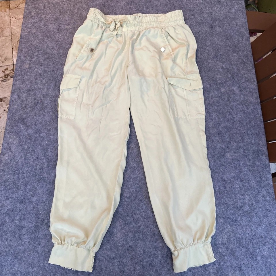 Joggers cargo Guess Capris verde limón años 90 vintage 100 % seda ligeros Foto 1 de 4