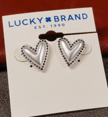 NOVO Brincos de Prata com Pavê de Cristal da Marca da Sorte Coração - Imagem 1 de 4