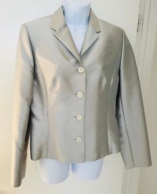 W Worth NY Mujer Talla 8 Espuma de Mar Azul Verde Chaqueta Seda Lana Abotonada Elegante Foto 1 de 4