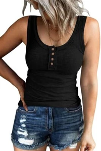 Women Sleeveless Basic Tops Summer Clothing Casual Ribbed Sleeveless Cami Tan... - Picture 1 of 4