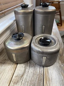 Juego vintage de (4) latas de aluminio Kromex de mediados de siglo de mediados de siglo de mediados de mediados de siglo - Imagen 1 de 12