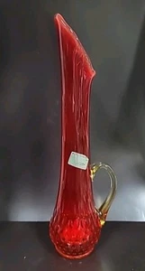 Vintage Hamon Amberina Hobnail Swung Stretched Glass Pitcher MCM - glows - Picture 1 of 10