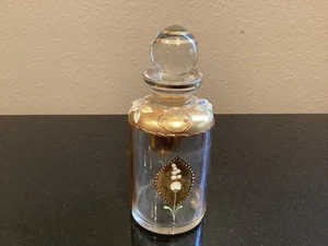 VINTAGE POSS. ANTIQUE BOHEMIAN GILT ENAMEL LILY COLOGNE BOTTLE W/STOPPER - Picture 1 of 6