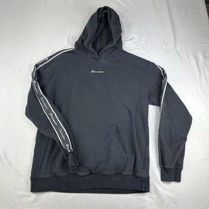 Champion Mens Black Hoodie Size Large Graphic Streetwear Normcore Skater - Foto 1 di 8