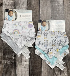 2 SET OF 3 PK Trend Lab Baby Jersey Bandana Feeding Bib Set   - Picture 1 of 4