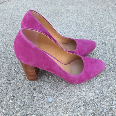 Franco Sarto Evie Womens Pumps 8.5M Purple Suede Leather Shoes Chunky Block Heel - Image 1 of 4